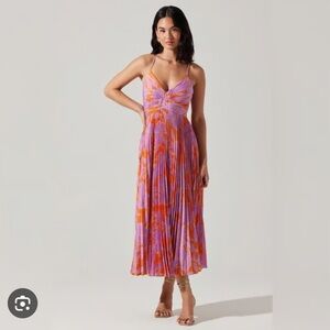 ASTR Blythe Floral Dress in Orange and Purple